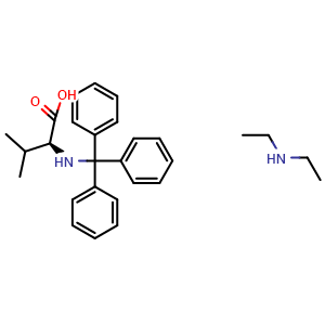 Chemical structure of (2S)-3-Methyl-2-(tritylamino)butanoic acid N-ethylethanamine , CAS 3485-55-0, AChemBlock AD282516