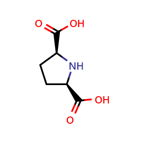 Chemical structure of rel-(2R,5S)-2,5-Pyrrolidinedicarboxylic acid , CAS 35634-41-4, AChemBlock AD282517