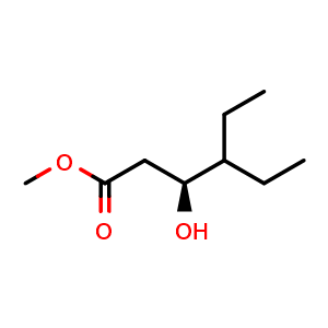 Chemical structure of Methyl (3S)-4-ethyl-3-hydroxy-hexanoate , CAS 425629-41-0, AChemBlock AD282520