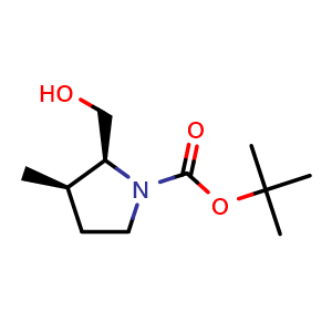 Chemical structure of tert-Butyl (2S,3R)-2-(hydroxymethyl)-3-methyl-pyrrolidine-1-carboxylate , CAS 515174-07-9, AChemBlock AD282526