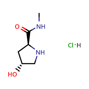 Chemical structure of (2S,4R)-4-Hydroxy-N-methyl-pyrrolidine-2-carboxamide;hydrochloride , CAS 937799-52-5, AChemBlock AD282545