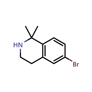 Chemical structure of 6-Bromo-1,1-dimethyl-1,2,3,4-tetrahydroisoquinoline , CAS 1393576-39-0, AChemBlock AD282548
