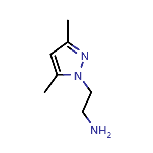 Chemical structure of 2-(3,5-Dimethyl-1H-pyrazol-1-yl)ethan-1-amine , CAS 62821-88-9, AChemBlock AD282551