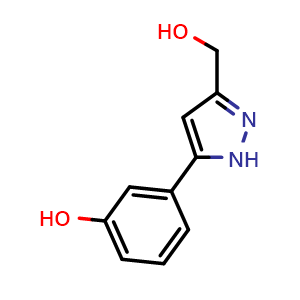 Chemical structure of 3-(3-(Hydroxymethyl)-1H-pyrazol-5-yl)phenol , AChemBlock AD282559