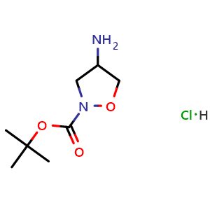 Chemical structure of tert-Butyl 4-aminoisoxazolidine-2-carboxylate hydrochloride , AChemBlock AD282560