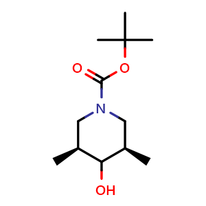 Chemical structure of Cis-tert-Butyl 4-hydroxy-3,5-dimethylpiperidine-1-carboxylate , AChemBlock AD282561