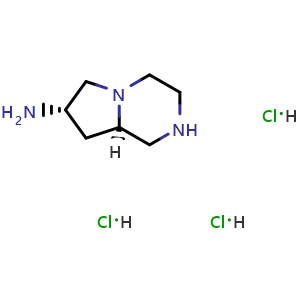 Chemical structure of (7S,8aR)-Octahydropyrrolo[1,2-a]pyrazin-7-amine trihydrochloride , AChemBlock AD282568