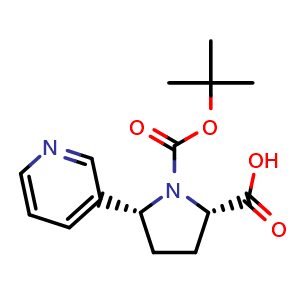 Chemical structure of Cis-1-(tert-Butoxy)carbonyl-5-(pyridin-3-yl)pyrrolidine-2-carboxylic acid , AChemBlock AD282573