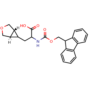 Chemical structure of 2-(9H-Fluoren-9-ylmethoxycarbonylamino)-3-[trans-3-oxabicyclo[3.1.0]hexan-6-yl]propanoic acid , AChemBlock AD282580