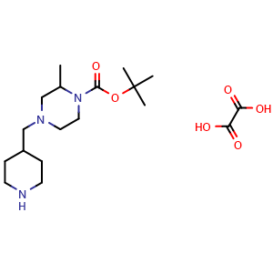 Chemical structure of tert-Butyl 2-methyl-4-(4-piperidylmethyl)piperazine-1-carboxylate oxalic acid , AChemBlock AD282583