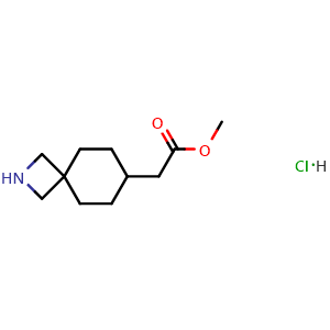 Chemical structure of Methyl 2-(2-azaspiro[3.5]nonan-7-yl)acetate hydrochloride , AChemBlock AD282586