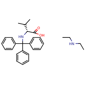 Chemical structure of N-Ethylethanamine (2R)-3-methyl-2-(tritylamino)butanoic acid , AChemBlock AD282589