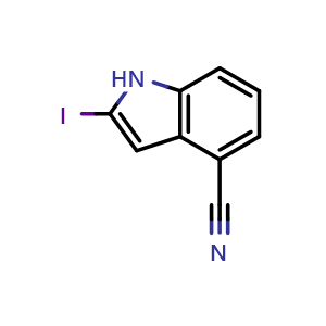 Chemical structure of 2-Iodo-1H-indole-4-carbonitrile , AChemBlock AD282593