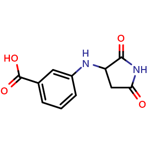 Chemical structure of 3-[(2,5-Dioxopyrrolidin-3-yl)amino]benzoic acid , AChemBlock AD282597