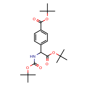 Chemical structure of tert-Butyl 4-[2-tert-butoxy-1-(tert-butoxycarbonylamino)-2-oxo-ethyl]benzoate , AChemBlock AD282599