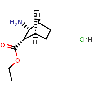 Chemical structure of ethyl (1R,2S,3R,4S)-3-aminonorbornane-2-carboxylate hydrochloride , CAS 3095582-17-2, AChemBlock AD282602