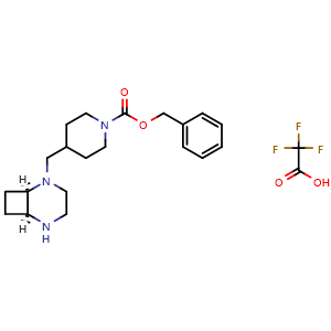 Chemical structure of Benzyl 4-[[cis-2,5-diazabicyclo[4.2.0]octan-2-yl]methyl]piperidine-1-carboxylate 2,2,2-trifluoroacetic acid , AChemBlock AD282604