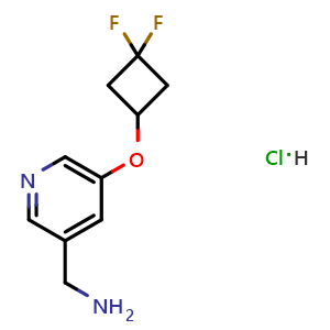 Chemical structure of [5-(3,3-Difluorocyclobutoxy)-3-pyridyl]methanamine hydrochloride , AChemBlock AD282606