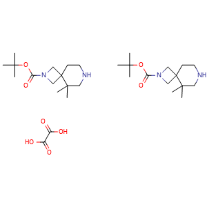 Chemical structure of tert-Butyl 5,5-dimethyl-2,7-diazaspiro[3.5]nonane-2-carboxylate hemi(oxalic acid) , AChemBlock AD282607
