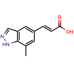 Chemical structure of (E)-3-(7-Methyl-1H-indazol-5-yl)prop-2-enoic acid , AChemBlock AD282612