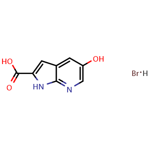 Chemical structure of 5-Hydroxy-1H-pyrrolo[2,3-b]pyridine-2-carboxylic acid hydrobromide , AChemBlock AD282614
