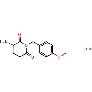 Chemical structure of 3-Amino-1-[(4-methoxyphenyl)methyl]piperidine-2,6-dione hydrochloride , AChemBlock AD282619