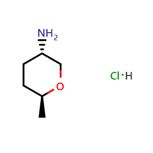 Chemical structure of (3S,6S)-6-Methyltetrahydropyran-3-amine hydrochloride , AChemBlock AD282622