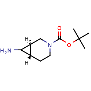 Chemical structure of tert-Butyl trans-7-amino-3-azabicyclo[4.1.0]heptane-3-carboxylate , AChemBlock AD282629