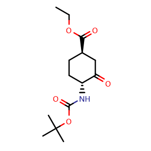 Chemical structure of Ethyl trans-4-(tert-butoxycarbonylamino)-3-oxo-cyclohexanecarboxylate , AChemBlock AD282631