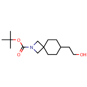 Chemical structure of tert-Butyl 7-(2-hydroxyethyl)-2-azaspiro[3.5]nonane-2-carboxylate , AChemBlock AD282634