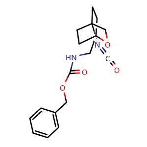 Chemical structure of Benzyl N-[(4-isocyanato-2-oxabicyclo[2.2.2]octan-1-yl)methyl]carbamate , AChemBlock AD282637