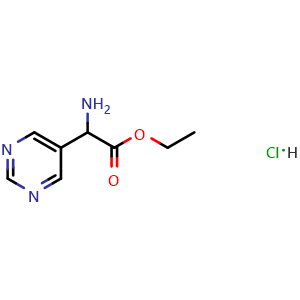 Chemical structure of Ethyl 2-amino-2-pyrimidin-5-yl-acetate hydrochloride , AChemBlock AD282647