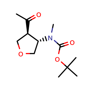 Chemical structure of tert-Butyl N-[(3S,4S)-4-acetyltetrahydrofuran-3-yl]-N-methyl-carbamate , AChemBlock AD282648
