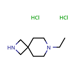 Chemical structure of 7-ethyl-2,7-diazaspiro[3.5]nonane dihydrochloride , AChemBlock AD282653