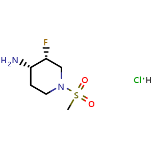 Chemical structure of (3R,4S)-3-Fluoro-1-methylsulfonyl-piperidin-4-amine hydrochloride , AChemBlock AD282655