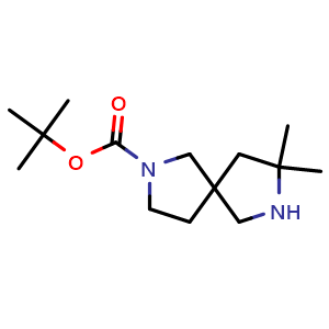 Chemical structure of tert-butyl 8,8-dimethyl-2,7-diazaspiro[4.4]nonane-2-carboxylate , AChemBlock AD282658