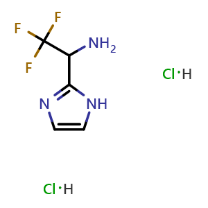 Chemical structure of 2,2,2-Trifluoro-1-(1H-imidazol-2-yl)ethanamine dihydrochloride , AChemBlock AD282667