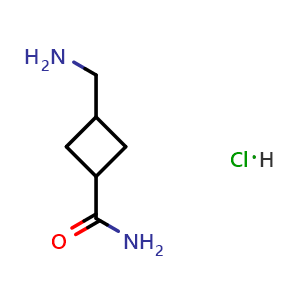 Chemical structure of 3-(Aminomethyl)cyclobutanecarboxamide hydrochloride , AChemBlock AD282673