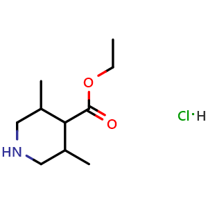 Chemical structure of Ethyl 3,5-dimethylpiperidine-4-carboxylate hydrochloride , AChemBlock AD282674