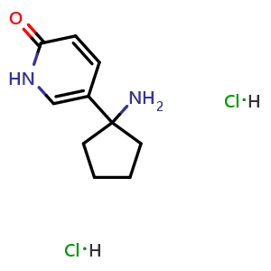 Chemical structure of 5-(1-aminocyclopentyl)-1H-pyridin-2-one dihydrochloride , AChemBlock AD282677