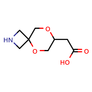 Chemical structure of 2-(5,8-Dioxa-2-azaspiro[3.5]nonan-7-yl)acetic acid , AChemBlock AD282680