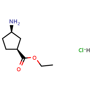 Chemical structure of Ethyl (1S,3R)-3-aminocyclopentanecarboxylate hydrochloride , AChemBlock AD282684
