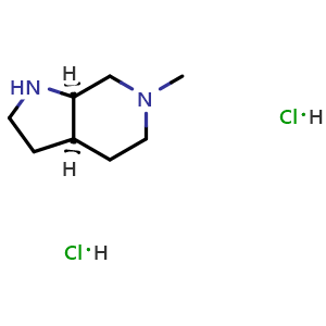 Chemical structure of cis-6-Methyl-1,2,3,3a,4,5,7,7a-octahydropyrrolo[2,3-c]pyridine dihydrochloride , AChemBlock AD282685