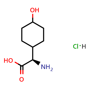 Chemical structure of (2R)-2-Amino-2-(4-hydroxycyclohexyl)acetic acid hydrochloride , AChemBlock AD282692