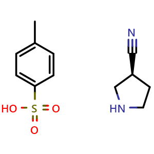 Chemical structure of (3S)-Pyrrolidine-3-carbonitrile 4-methylbenzenesulfonic acid , AChemBlock AD282698