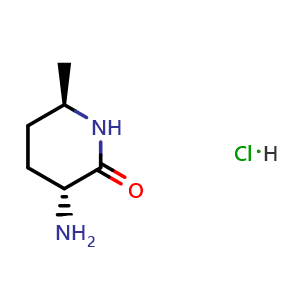 Chemical structure of (3R,6R)-3-Amino-6-methyl-piperidin-2-one hydrochloride , AChemBlock AD282705