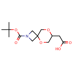 Chemical structure of 2-(2-tert-Butoxycarbonyl-5,8-dioxa-2-azaspiro[3.5]nonan-7-yl)acetic acid , AChemBlock AD282710