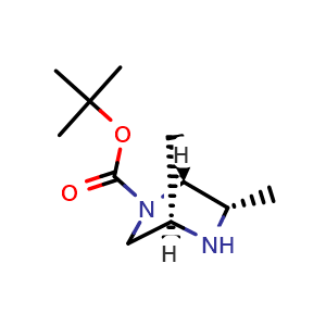 Chemical structure of tert-Butyl (1R,4R,6S)-6-methyl-2,5-diazabicyclo[2.2.1]heptane-2-carboxylate , AChemBlock AD282711