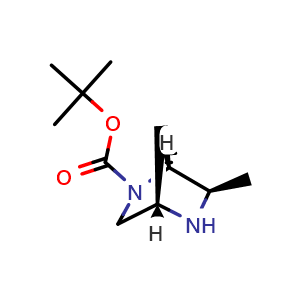 Chemical structure of tert-Butyl (1S,4S,6R)-6-methyl-2,5-diazabicyclo[2.2.1]heptane-2-carboxylate , AChemBlock AD282712