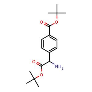 Chemical structure of tert-Butyl 4-(1-amino-2-tert-butoxy-2-oxo-ethyl)benzoate , AChemBlock AD282716